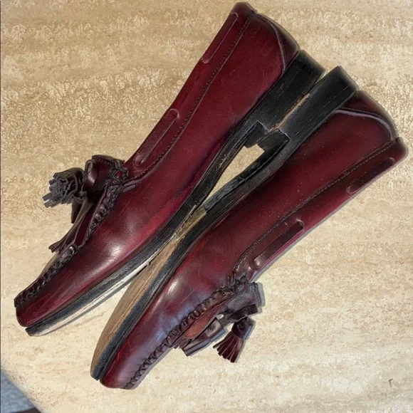 COLE HAAN Tassel Loafers, with fringe,maroon, Leather, Classic 9M EUC - Picture 7 of 17